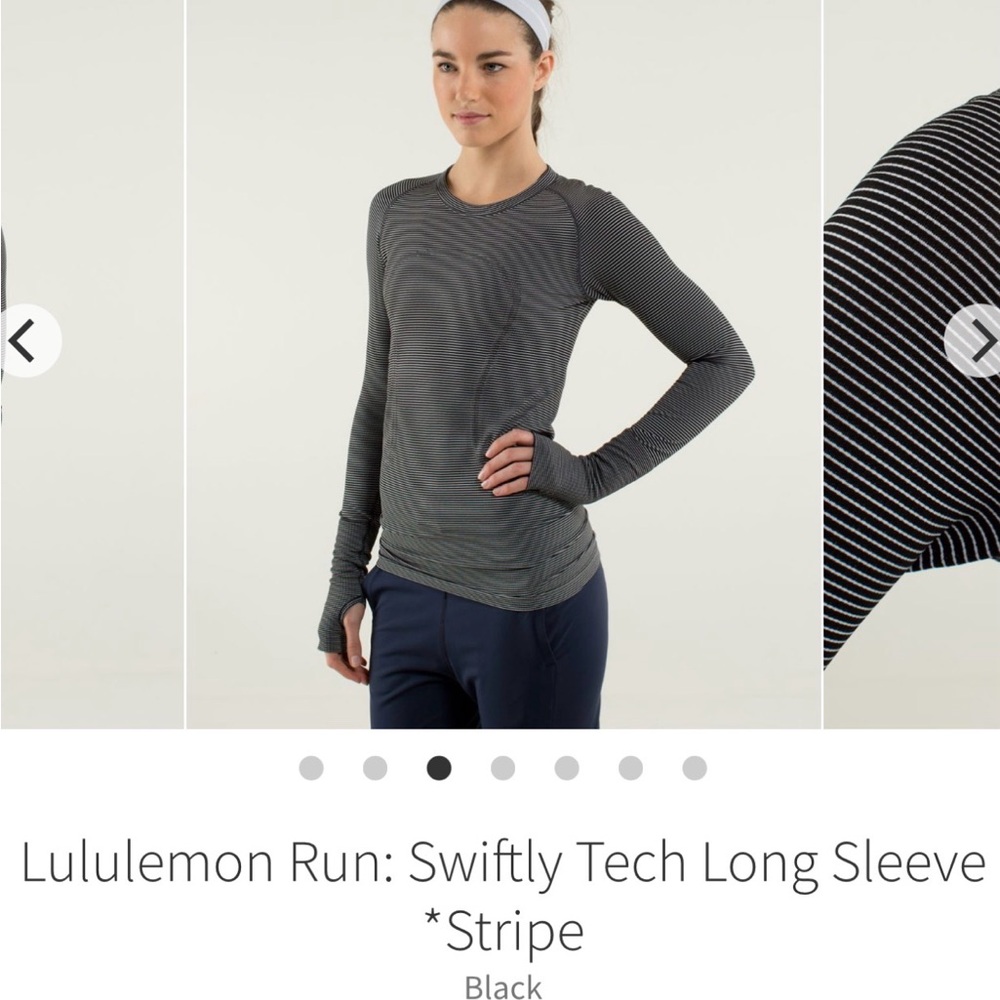 Lululemon Athletica swiftly tech long sleeve black & white stripped size 12🖤🤍